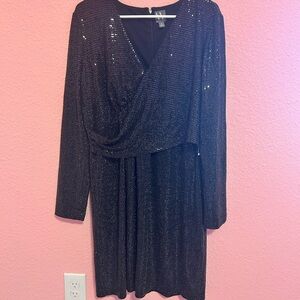 Worthington Black Sequin Long Sleeve Dress
